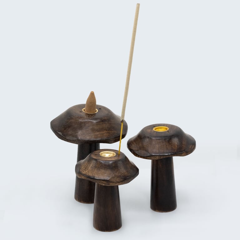 3 Piece Flat Incense Cone Set (Varying Sizes) - Aromatic Mushroom Designs