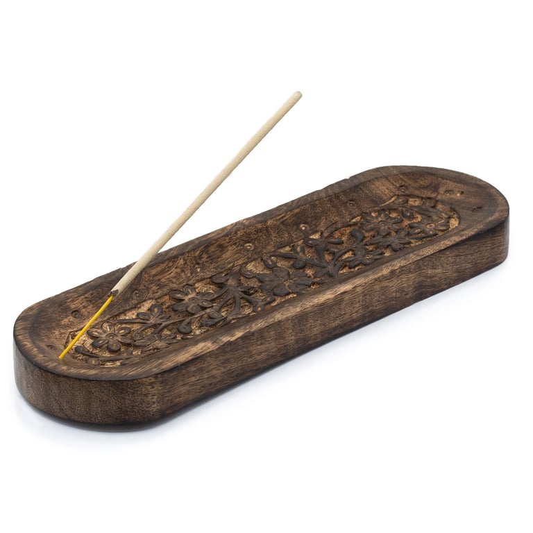 Large Flower Design Incense Tray - 30x10cm Incense Holder and Burner Stand