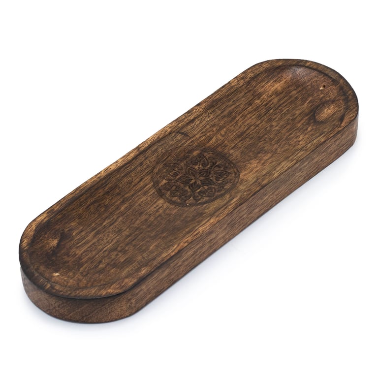 Large Mandala Incense Tray - 30x10cm Wooden Holder Burner