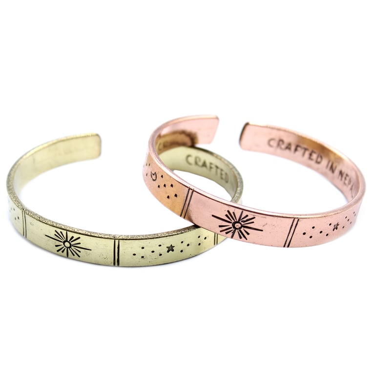 Galaxy Inspiration Bracelet - Brass Star and Earth Motif Home Decor Accessory