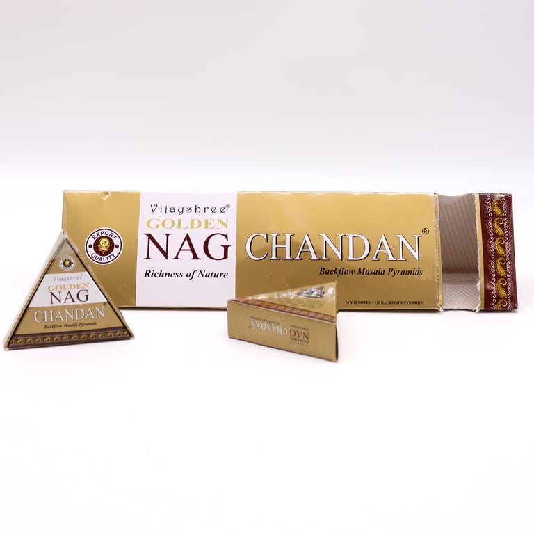 Jumbo Golden Nag Chandan Backflow Incense Cones - Spiritual Aromas for Home
