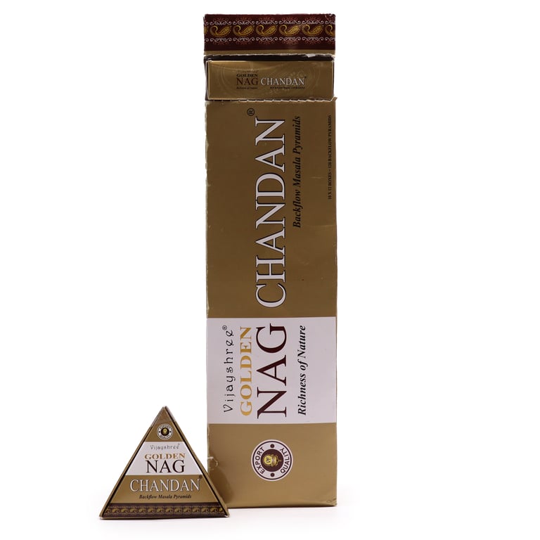 Jumbo Golden Nag Chandan Backflow Incense Cones - Spiritual Aromas for Home