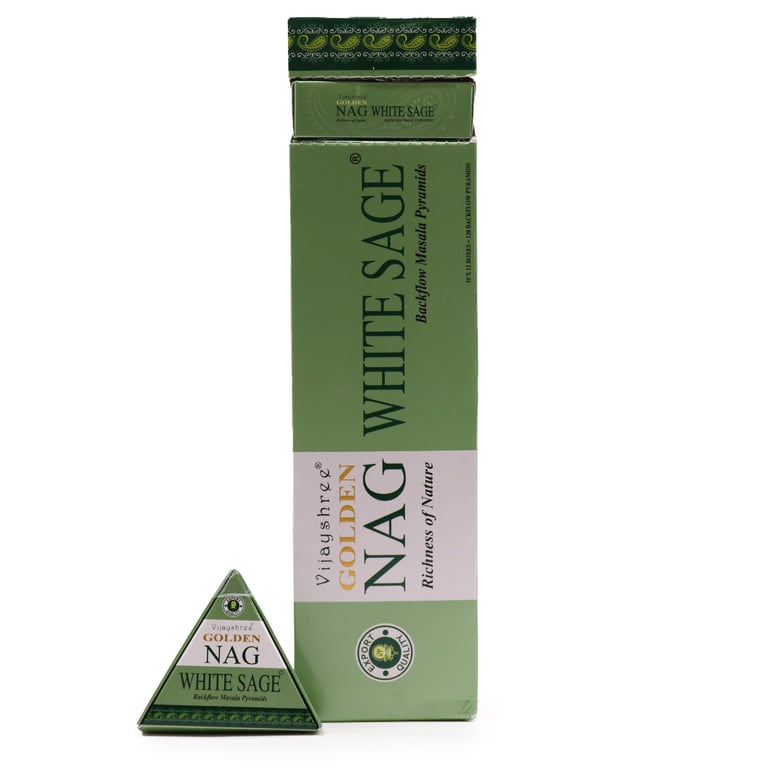 Jumbo Golden Nag White Sage Backflow Incense Cones