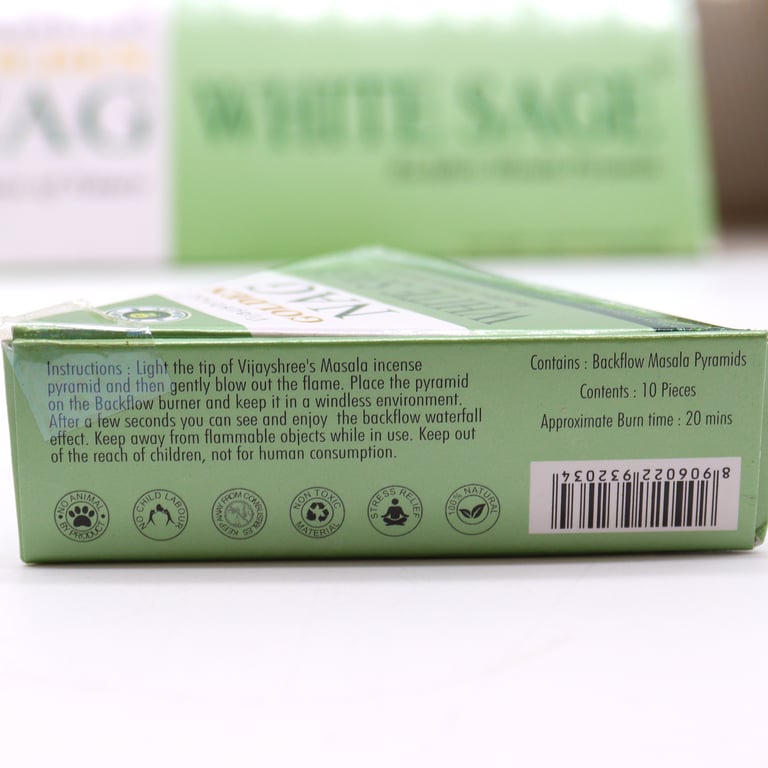 Jumbo Golden Nag White Sage Backflow Incense Cones