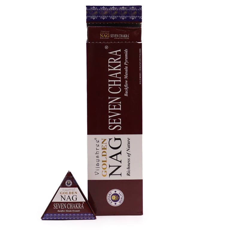 Seven Chakra Balancing 42g Jumbo Golden Nag Incense Cones for Home Aromatherapy and Meditation Aid