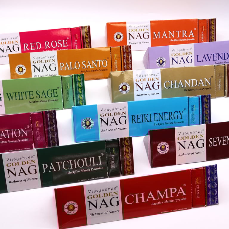 Jumbo Golden Nag Reiki Energy Backflow Incense Cones - Enhance Spiritual Home Energy