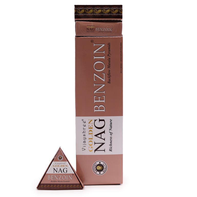 Jumbo Golden Nag Benzoin Incense Cones - Backflow Home Fragrance Aromatherapy
