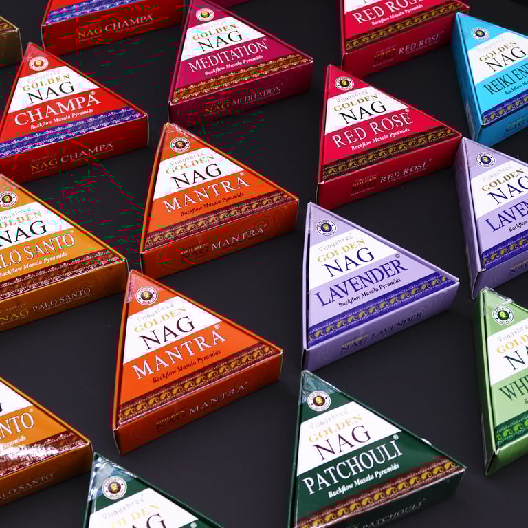 Jumbo Golden Nag Benzoin Incense Cones - Backflow Home Fragrance Aromatherapy