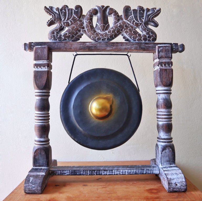 25cm Black Small Healing Gong Stand - Portable Therapeutic Sound Tool