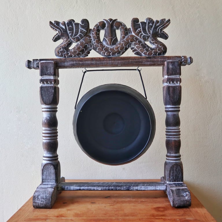 25cm Black Small Healing Gong Stand - Portable Therapeutic Sound Tool