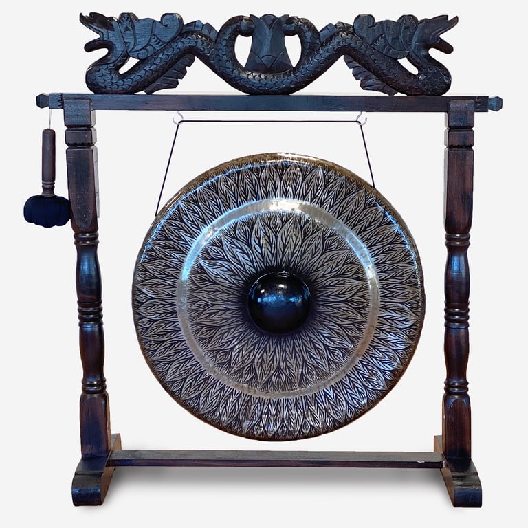 80cm Antique Brown Gong (Black) - Large Decorative Musical Item