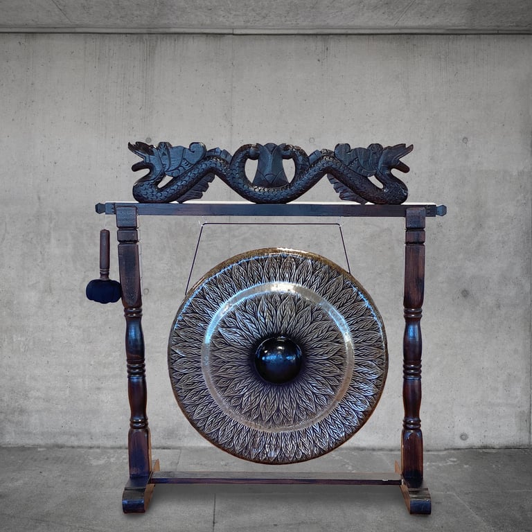 80cm Antique Brown Gong (Black) - Large Decorative Musical Item