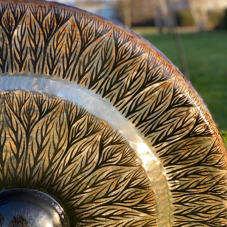 80cm Antique Brown Gong (Black) - Large Decorative Musical Item