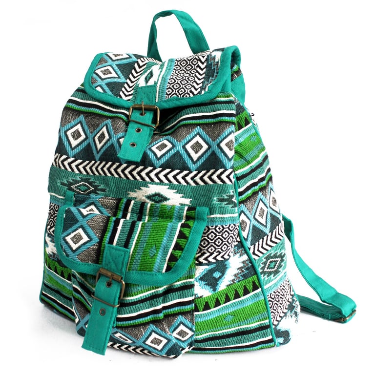 Teal Jacquard Backpack - Durable & Stylish by Brand Name