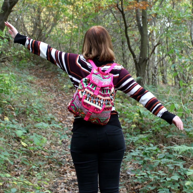 Jacquard Pink Backpack - Durable & Stylish by Unnamed Brand