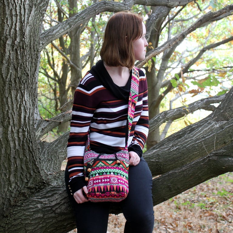 Jacquard Pink Sling Bag - Handmade Womens Fashion Handbag