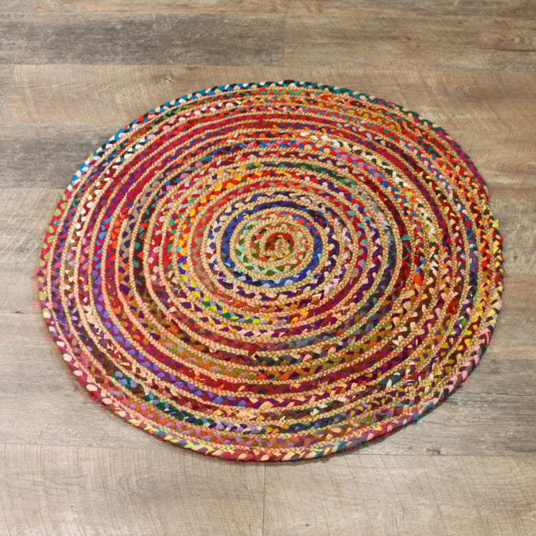 Jute & Recycled Cotton Rug (90 cm) - Eco-Friendly, Durable Design