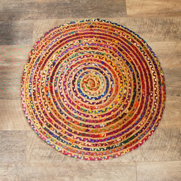 Jute & Recycled Cotton Rug (90 cm) - Eco-Friendly, Durable Design