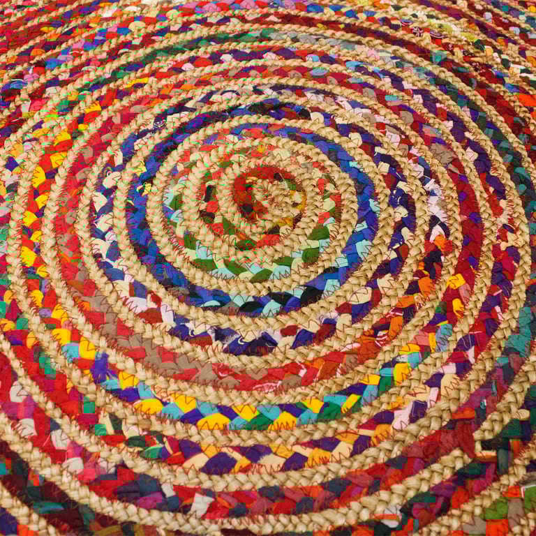 Jute & Recycled Cotton Rug (90 cm) - Eco-Friendly, Durable Design