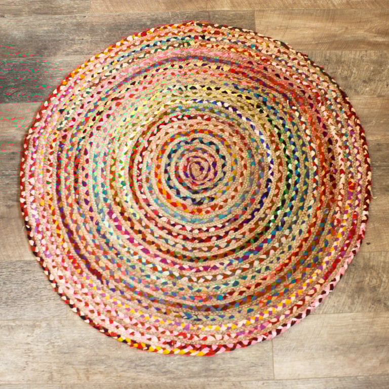 Jute & Recycled Cotton Rug (120 cm) - Eco-Friendly & Durable Design