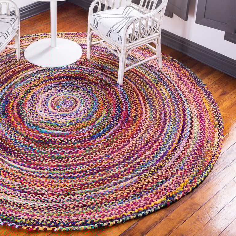 Jute & Recycled Cotton Rug (120 cm) - Eco-Friendly & Durable Design