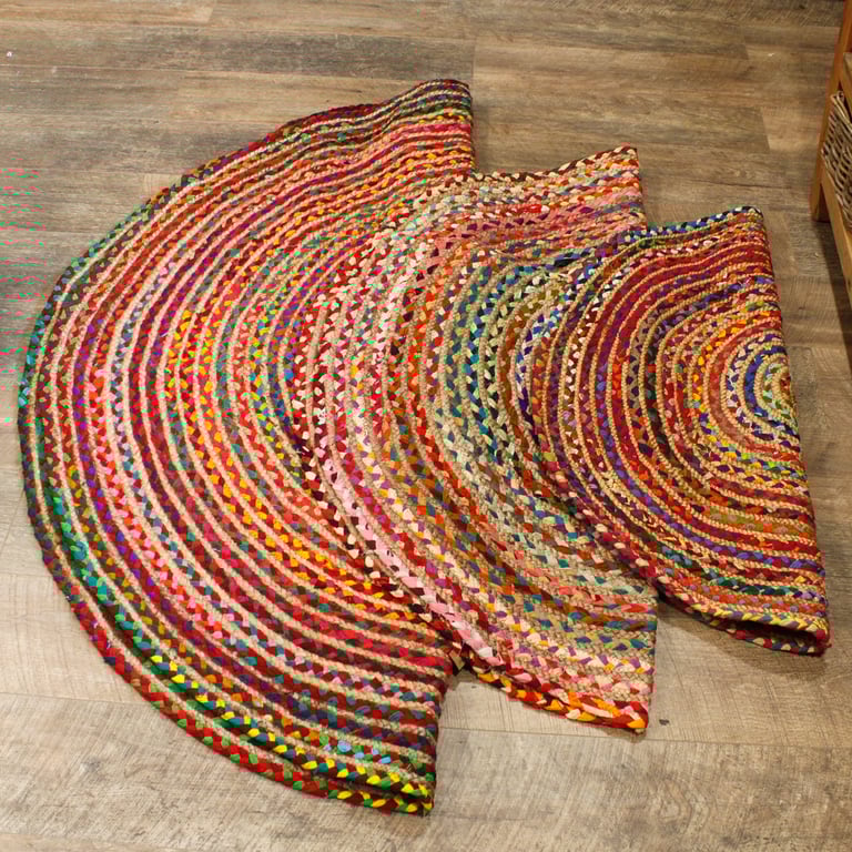 Jute & Recycled Cotton Rug (120 cm) - Eco-Friendly & Durable Design