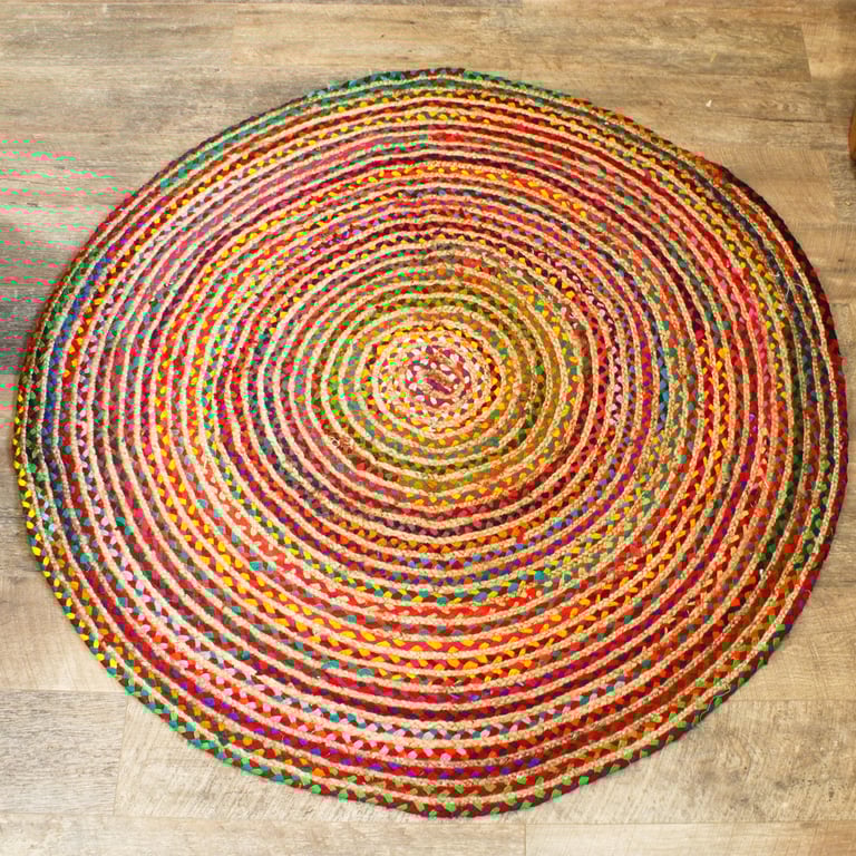 Jute & Recycled Cotton Rug (150 cm) - Eco-friendly, Durable Design
