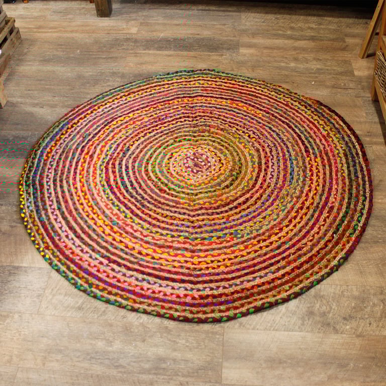 Jute & Recycled Cotton Rug (150 cm) - Eco-friendly, Durable Design