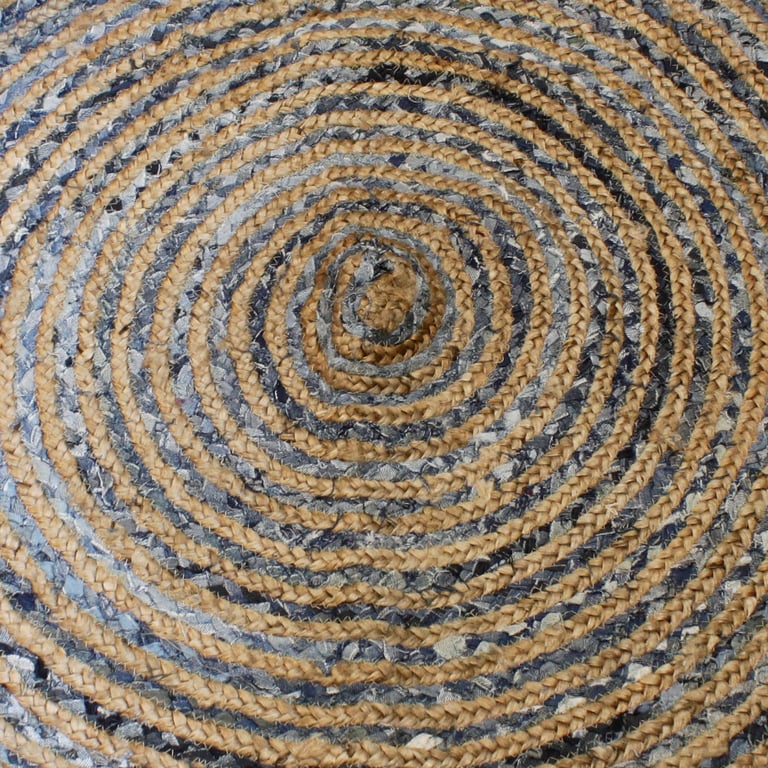 Jute & Recycled Denim Rug (120 cm) - Eco-Friendly, Durable Design