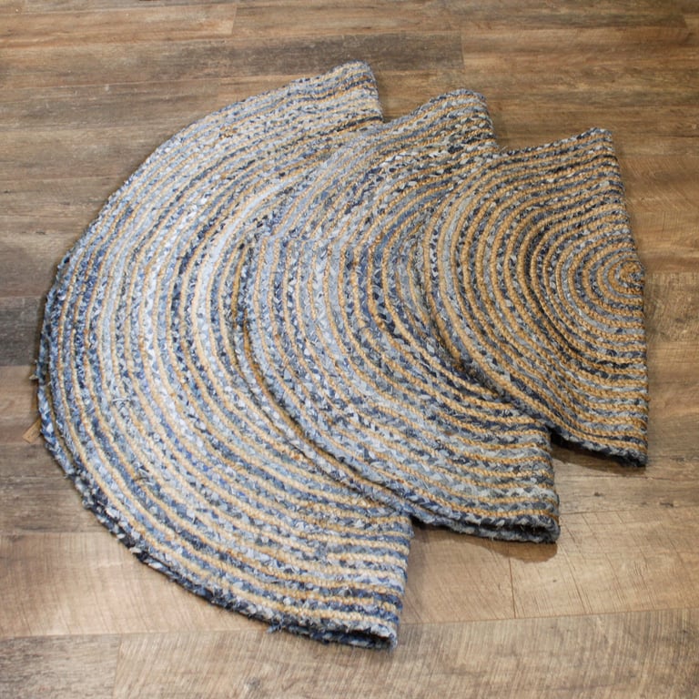 Jute & Recycled Denim Rug (120 cm) - Eco-Friendly, Durable Design