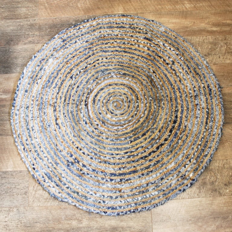 Jute & Recycled Denim Rug (120 cm) - Eco-Friendly, Durable Design
