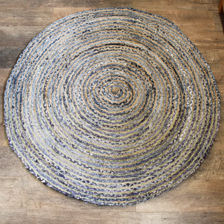 Jute & Recycled Denim Rug (150 cm) - Eco-friendly, Durable Design