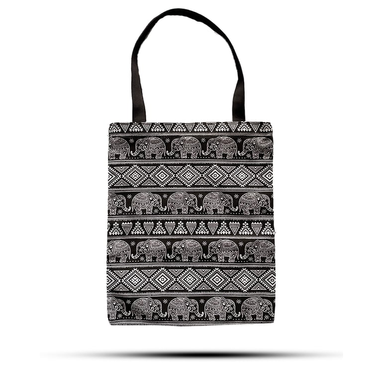 Classic Tote Zipper Bag - Elephant Motif Design, 40x34cm Fashionable Home Accessory