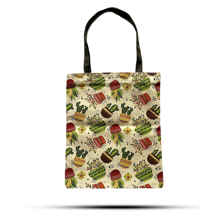 Classic Caktus Motiff 40x34cm Durable Zipper Tote Bag