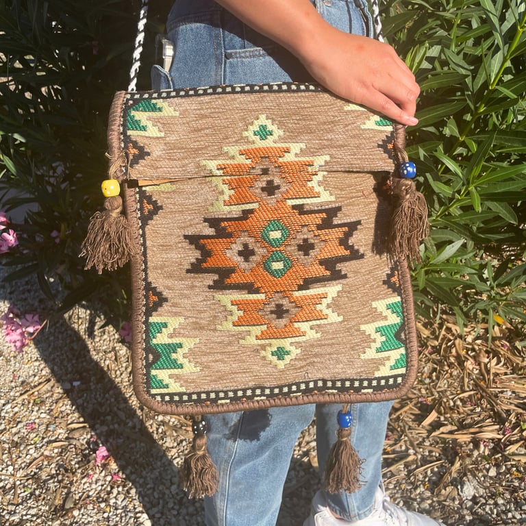 Beige Kilim Messenger Bag - Festive Design by Unbranded
