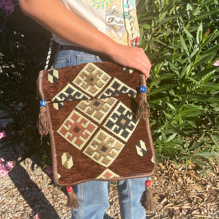 Messenger Bag - Chocolate Kilim Design - Festival Bag (Brand Name)