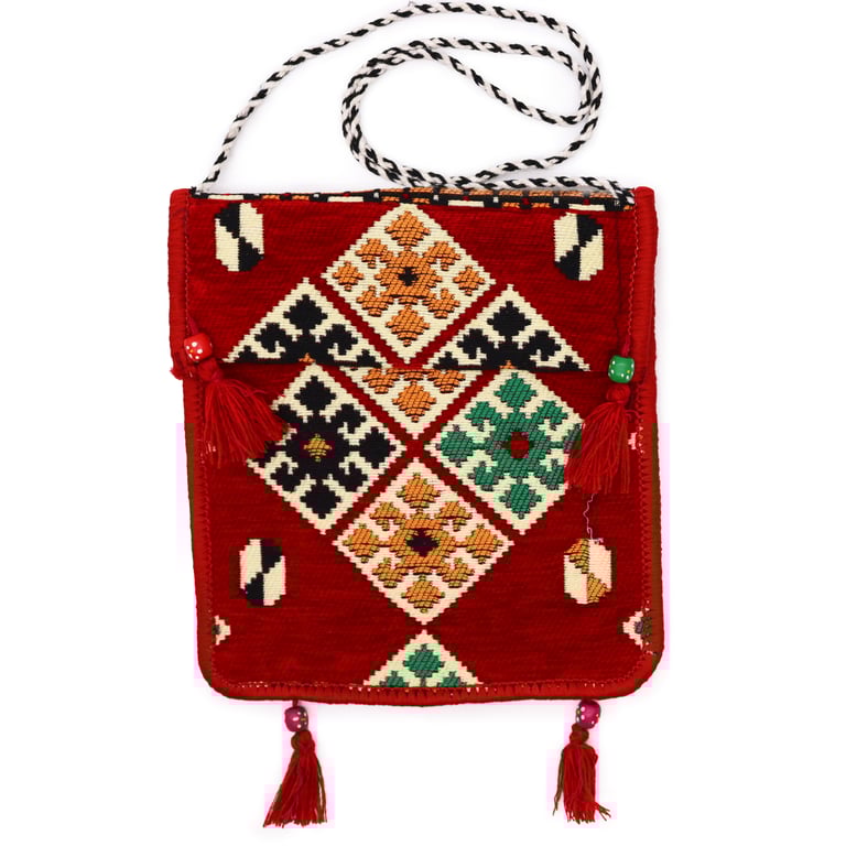 Messenger Bag - Kilim Pattern, Red - Festival Style