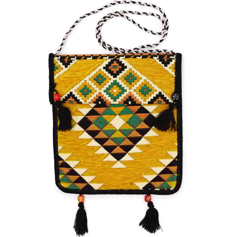 Messenger Bag - Yellow Kilim Design - Festival Style