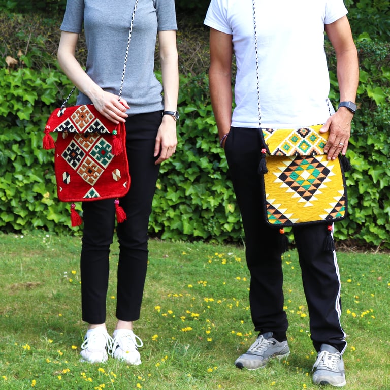 Messenger Bag - Yellow Kilim Design - Festival Style