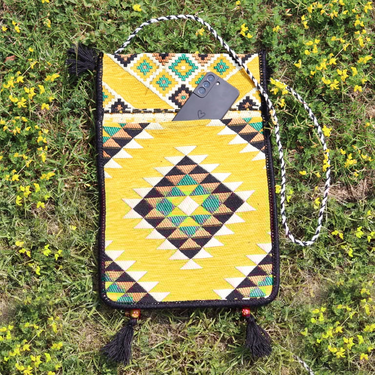 Messenger Bag - Yellow Kilim Design - Festival Style