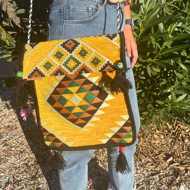 Messenger Bag - Yellow Kilim Design - Festival Style