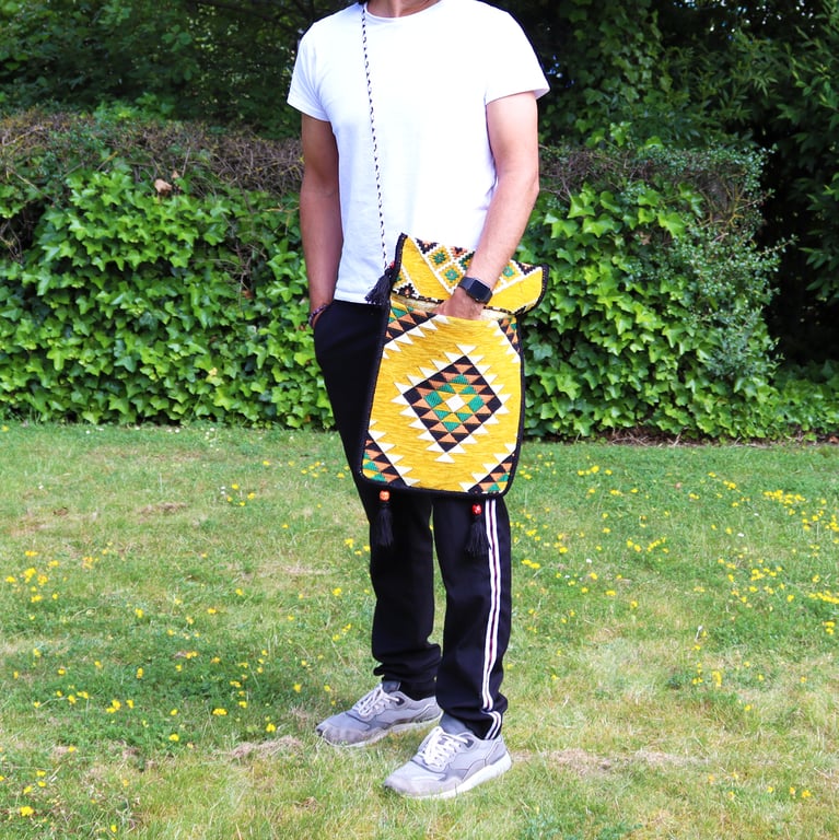 Messenger Bag - Yellow Kilim Design - Festival Style