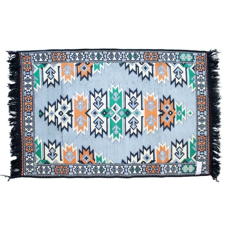 125x80cm Charcoal Kilim Rug - Durable & Stylish