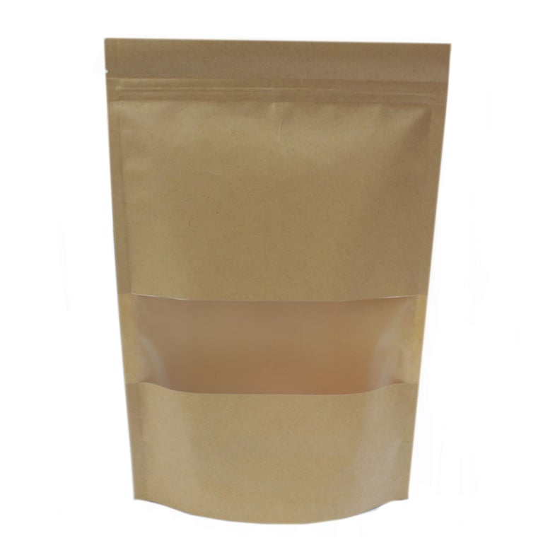 Kraft Window Bag 20x30cm - Reusable Food Storage Bag for Home Organization and Snack Packaging