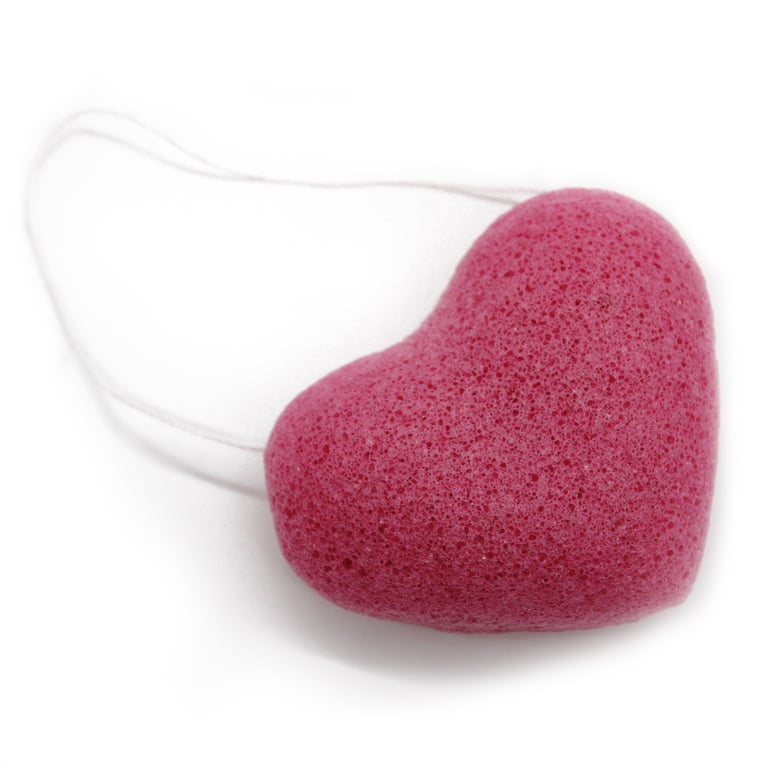 Konjac Heart Sponge - Rose Natural Skin Care Brush with Gentle Exfoliating Properties and Soothing Rose Fragrance