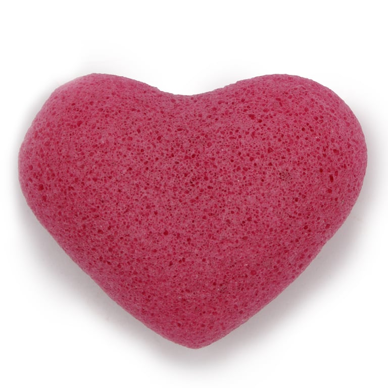 Konjac Heart Sponge - Rose Natural Skin Care Brush with Gentle Exfoliating Properties and Soothing Rose Fragrance