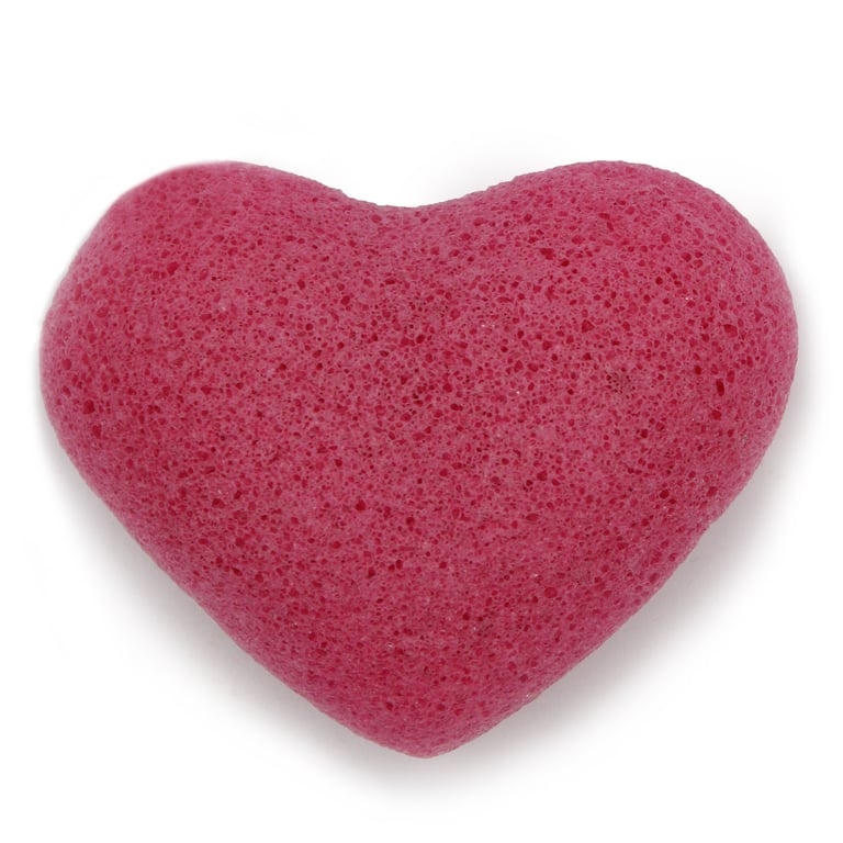 Konjac Heart Sponge - Rose Natural Skin Care Brush with Gentle Exfoliating Properties and Soothing Rose Fragrance