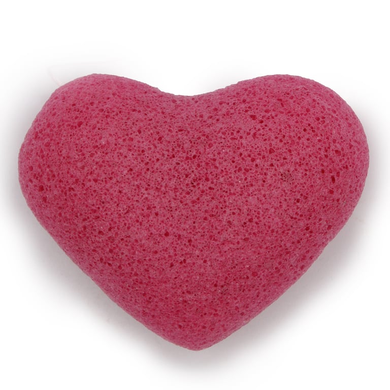 Konjac Heart Sponge - Rose Natural Skin Care Brush with Gentle Exfoliating Properties and Soothing Rose Fragrance