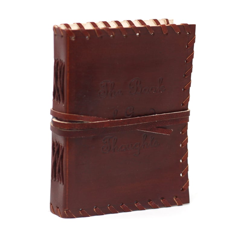 Leather Book of Thoughts 6x4 Wrap Notebook - A Luxurious Leather Journal for Travel and Daily Reflections