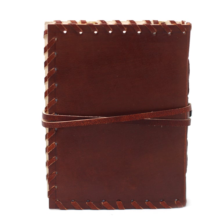 Leather Book of Thoughts 6x4 Wrap Notebook - A Luxurious Leather Journal for Travel and Daily Reflections
